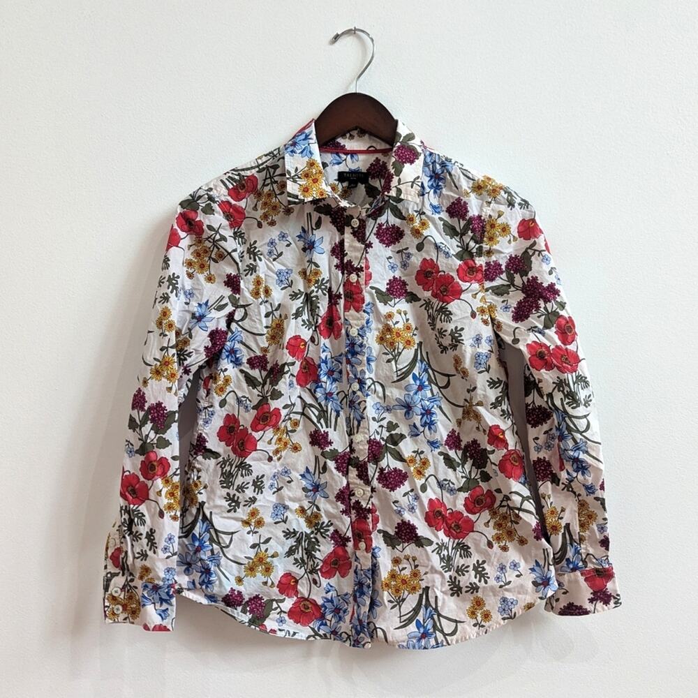 Talbots Button Down Shirt Women's Sz 2P AOP Floral